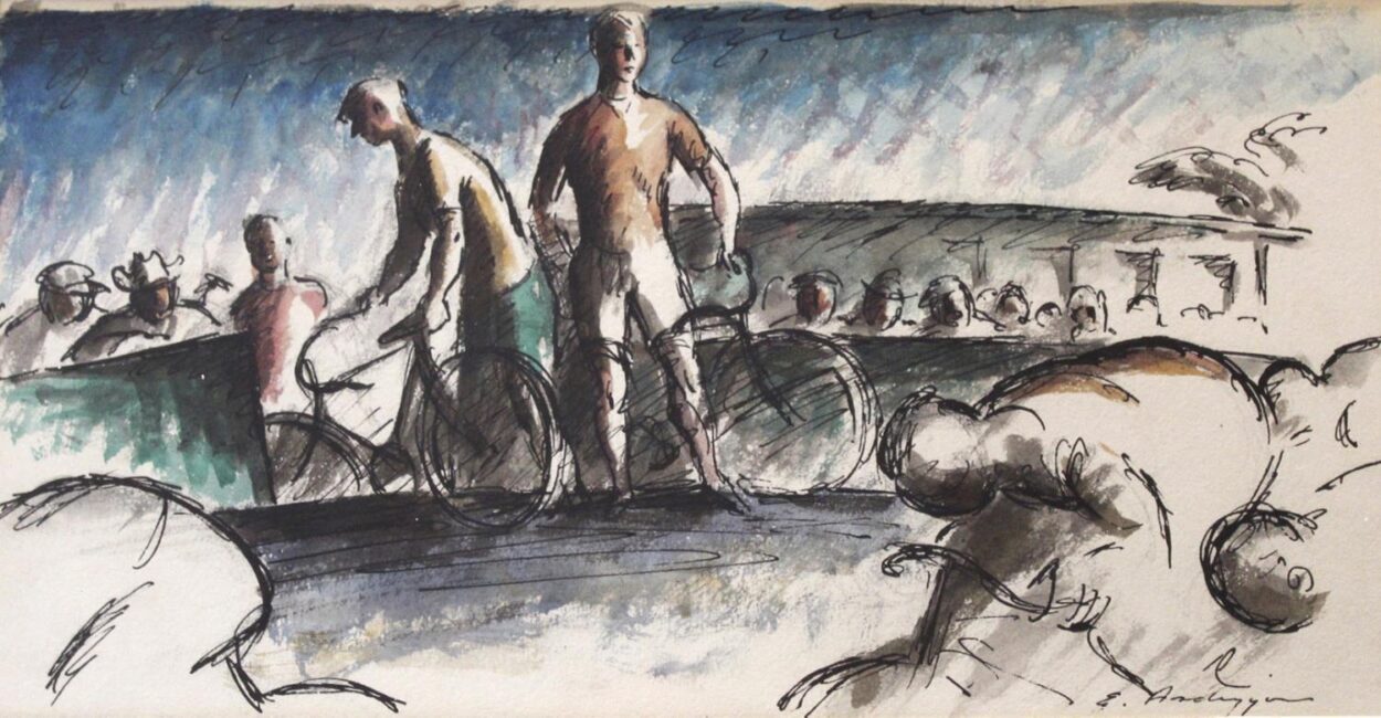 Cyclists at Paddinton Rec. by Edward Ardizzone